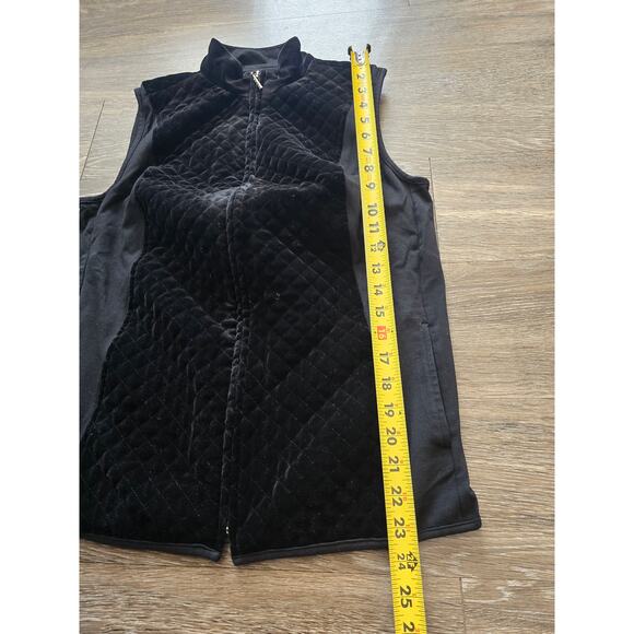 Susan Graver Weekend Women’s S Black Velvet Quilted Vest Zip Up Rhinestone - Picture 7 of 8